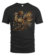 Steampunk Mechanical Raven Clockwork Bird Illustration Graphic T Shirt - black t-shirt on white background