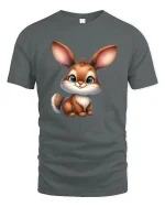 Cute Baby Bunny Cartoon Graphic T Shirt Sweet Adorable Art - gray t-shirt on white background
