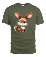 Cute Baby Bunny Cartoon Graphic T Shirt Sweet Adorable Art - military green t-shirt on white background