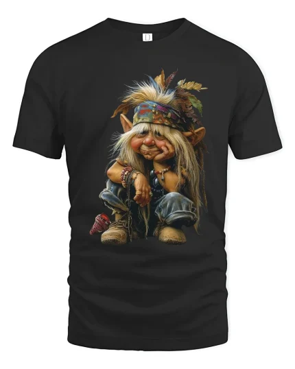 Funny Forest Elf Daydreamer Graphic Tshirt With Whimsical Spirit - black t-shirt on white background