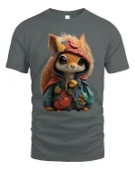 Cute Forest Squirrel Traveler Graphic Tshirt With Cozy Adventure Vibes - gray t-shirt on white background