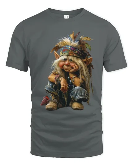 Funny Forest Elf Daydreamer Graphic Tshirt With Whimsical Spirit - gray t-shirt on white background