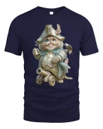 Patriotic Cannon Cat Commander Graphic Tshirt With Vintage Charm - navy t-shirt on white background