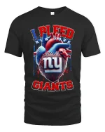 I Bleed New York Giants Football Heart Graphic Tshirt - black t-shirt on white background