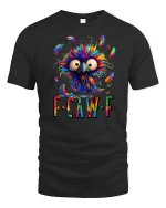 Funny Colorful Crazy Bird FCawF Graphic T Shirt Vibrant Art - black t-shirt on white background