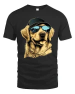 Cool Dog Wearing Sunglasses And Cap Street Style Graphic Tshirt - black t-shirt on white background