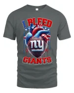 I Bleed New York Giants Football Heart Graphic Tshirt - gray t-shirt on white background