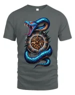 Time Serpent Clock Snake Graphic Tshirt Dark Fantasy Art - gray t-shirt on white background