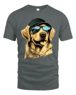 Cool Dog Wearing Sunglasses And Cap Street Style Graphic Tshirt - gray t-shirt on white background