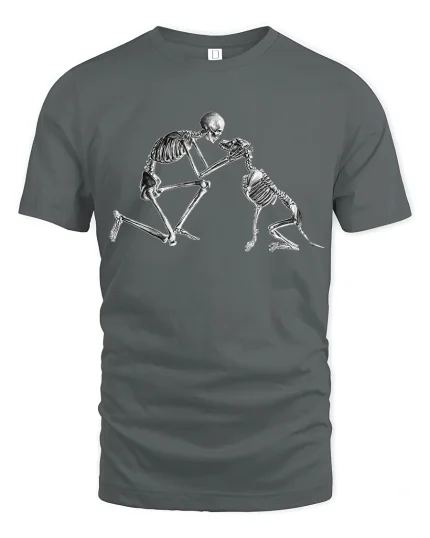 Eternal Bond Skeleton Parent And Child Emotional Graphic Tshirt - gray t-shirt on white background