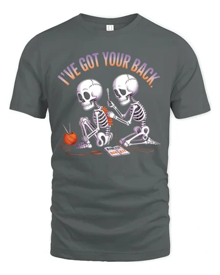 Ive Got Your Back Skeleton Friendship Funny Support Graphic Tshirt - gray t-shirt on white background