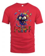 Funny Colorful Crazy Bird FCawF Graphic T Shirt Vibrant Art - red t-shirt on white background