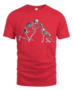 Eternal Bond Skeleton Parent And Child Emotional Graphic Tshirt - red t-shirt on white background
