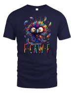 Funny Colorful Crazy Bird FCawF Graphic T Shirt Vibrant Art - navy t-shirt on white background