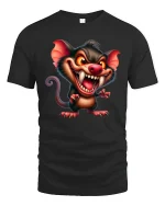 Crazy Evil Mouse Cartoon Monster Art Graphic T Shirt - black t-shirt on white background