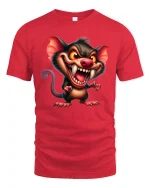 Crazy Evil Mouse Cartoon Monster Art Graphic T Shirt - red t-shirt on white background