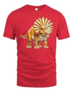 Cute Triceratops Dinosaur Cartoon Illustration Adorable Graphic Tee - red t-shirt on white background