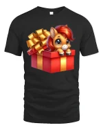 Cute Pony Gift Box Graphic T Shirt Sweet Surprise Art - black t-shirt on white background