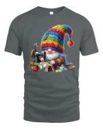 Cute Sewing Gnome Graphic T Shirt Cozy Crafty Art - gray t-shirt on white background