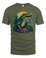 Fierce Jungle Alligator Graphic T Shirt Wild Nature Power - military green t-shirt on white background