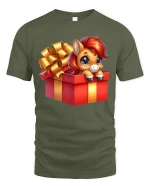 Cute Pony Gift Box Graphic T Shirt Sweet Surprise Art - military green t-shirt on white background