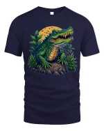 Fierce Jungle Alligator Graphic T Shirt Wild Nature Power - navy t-shirt on white background