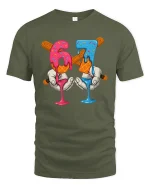 67 Ice Cream Baseball Graphic T Shirt Funny Drip Art - military green t-shirt on white background