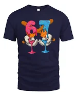 67 Ice Cream Baseball Graphic T Shirt Funny Drip Art - navy t-shirt on white background