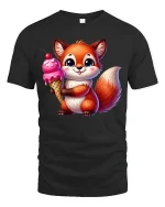 Cute Fluffy Bunny With Glasses Cozy Cartoon Illustration Tee - black t-shirt on white background