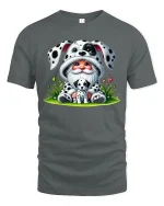 Cute Gnome Wearing Dalmatian Costume Sweet Cartoon Graphic Tee - gray t-shirt on white background