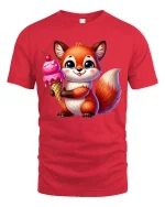 Cute Fluffy Bunny With Glasses Cozy Cartoon Illustration Tee - red t-shirt on white background