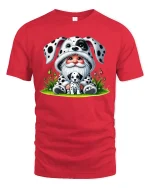 Cute Gnome Wearing Dalmatian Costume Sweet Cartoon Graphic Tee - red t-shirt on white background