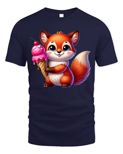 Cute Fluffy Bunny With Glasses Cozy Cartoon Illustration Tee - navy t-shirt on white background