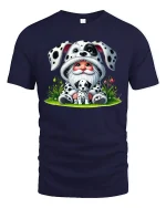 Cute Gnome Wearing Dalmatian Costume Sweet Cartoon Graphic Tee - navy t-shirt on white background