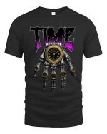 Time Is Power Skeleton Hand Clock Dark Fantasy Graphic Tee - black t-shirt on white background