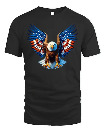 American Flag Bald Eagle Freedom Graphic Tee Shirt - black t-shirt on white background