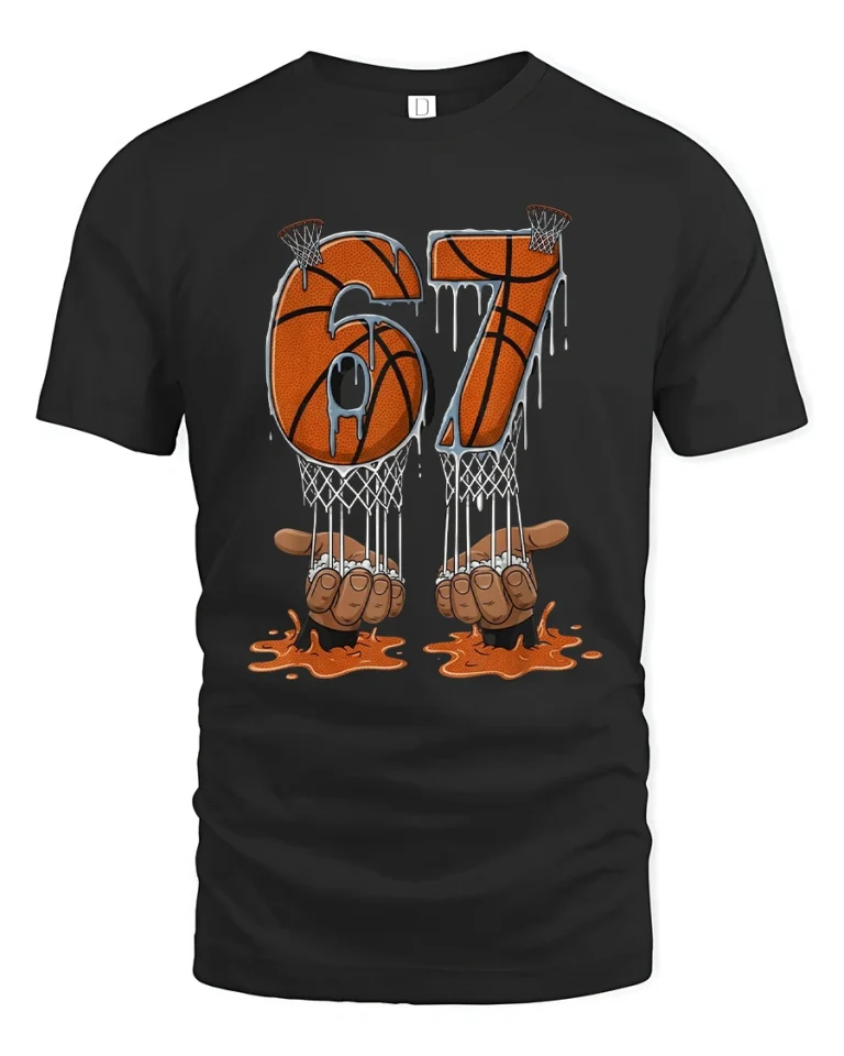 67 Basketball Drip Graphic Tee Bold Court Legend Style Tshirt - black t-shirt on white background