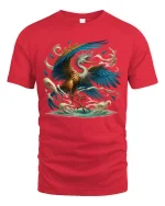 Majestic Phoenix Rising Storm Fantasy Art Graphic Tee - red t-shirt on white background