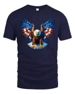 American Flag Bald Eagle Freedom Graphic Tee Shirt - navy t-shirt on white background