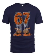 67 Basketball Drip Graphic Tee Bold Court Legend Style Tshirt - navy t-shirt on white background
