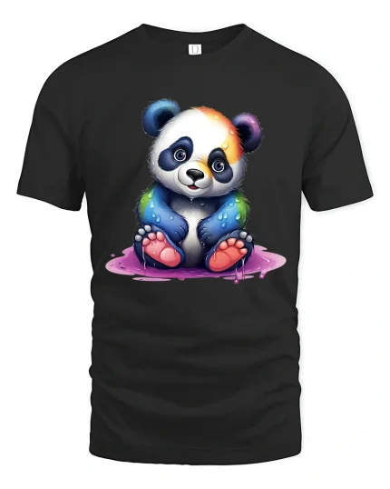 Psychedelic Wizard Bicycle Rainbow Fantasy Art Graphic Tshirt - black t-shirt on white background