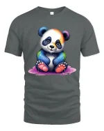 Psychedelic Wizard Bicycle Rainbow Fantasy Art Graphic Tshirt - gray t-shirt on white background