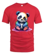 Psychedelic Wizard Bicycle Rainbow Fantasy Art Graphic Tshirt - red t-shirt on white background