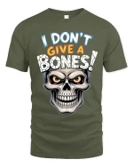 Edgy Skull Street Art Rebel Style Graphic Tshirt - military green t-shirt on white background