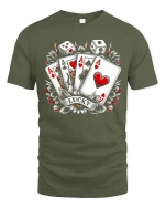 Majestic Eagle Mountain Sunrise Nature Art Graphic Tshirt - military green t-shirt on white background