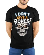 Edgy Skull Street Art Rebel Style Graphic Tshirt - model wearing black tee with hands behind back