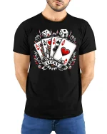 Majestic Eagle Mountain Sunrise Nature Art Graphic Tshirt - model wearing black tee with hands behind back