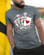 Majestic Eagle Mountain Sunrise Nature Art Graphic Tshirt - model wearing grey tee, leaning on column