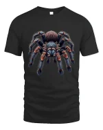 Realistic Tarantula Dark Nature Art Graphic Tshirt - black t-shirt on white background