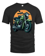 Vintage Motorcycle Rider Spirit Classic Bike Art Graphic Tshirt - black t-shirt on white background